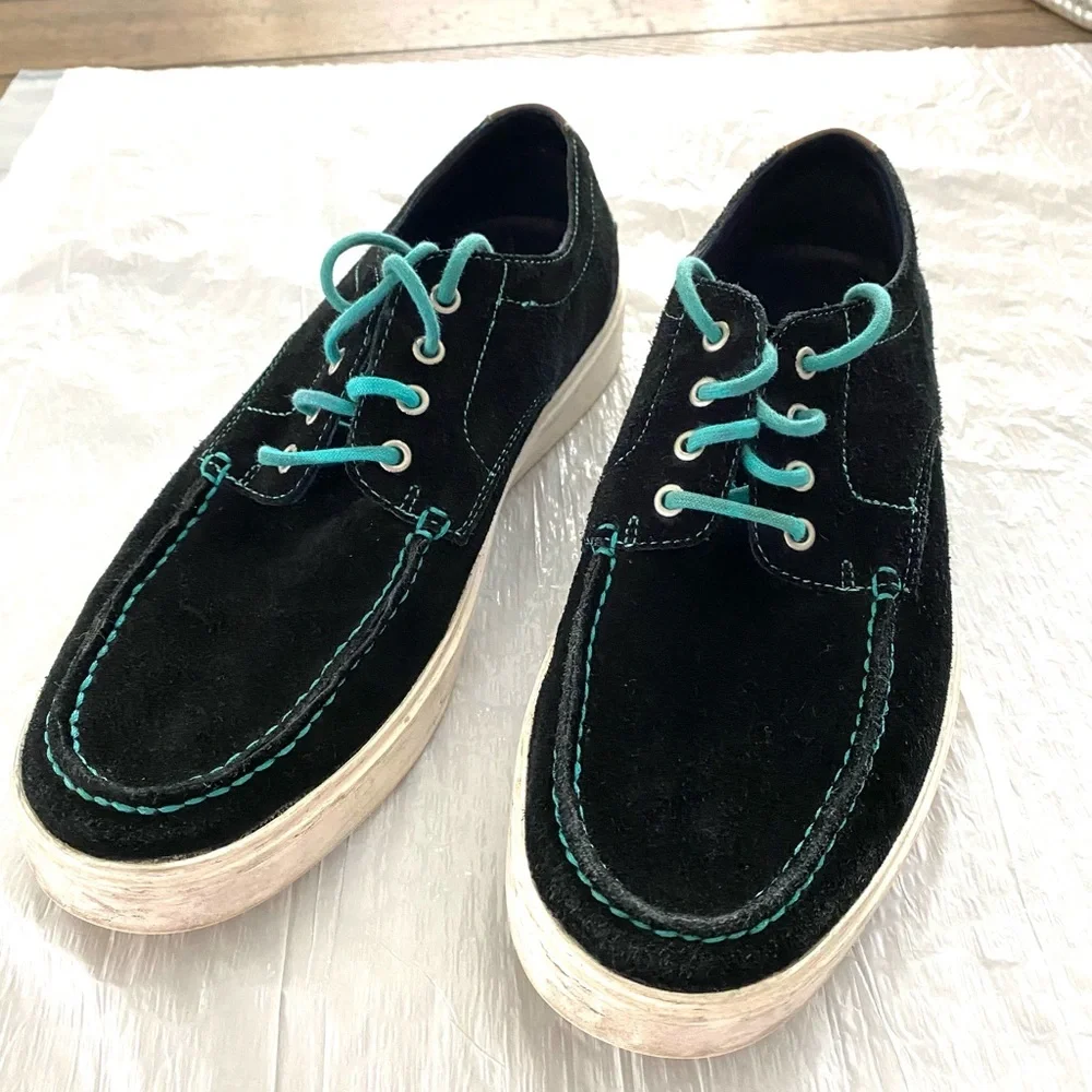 Cole Haan sneaker Oxford black suedeBergen Mac Oxford SZ 9 M has turquoise laces